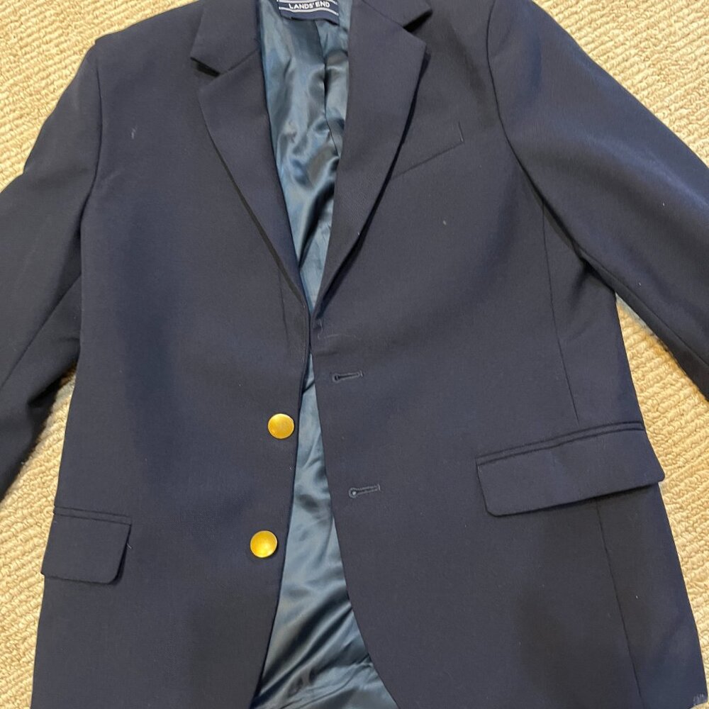 Lands End Boys‎ Black Blazer Gold Buttons Size 12